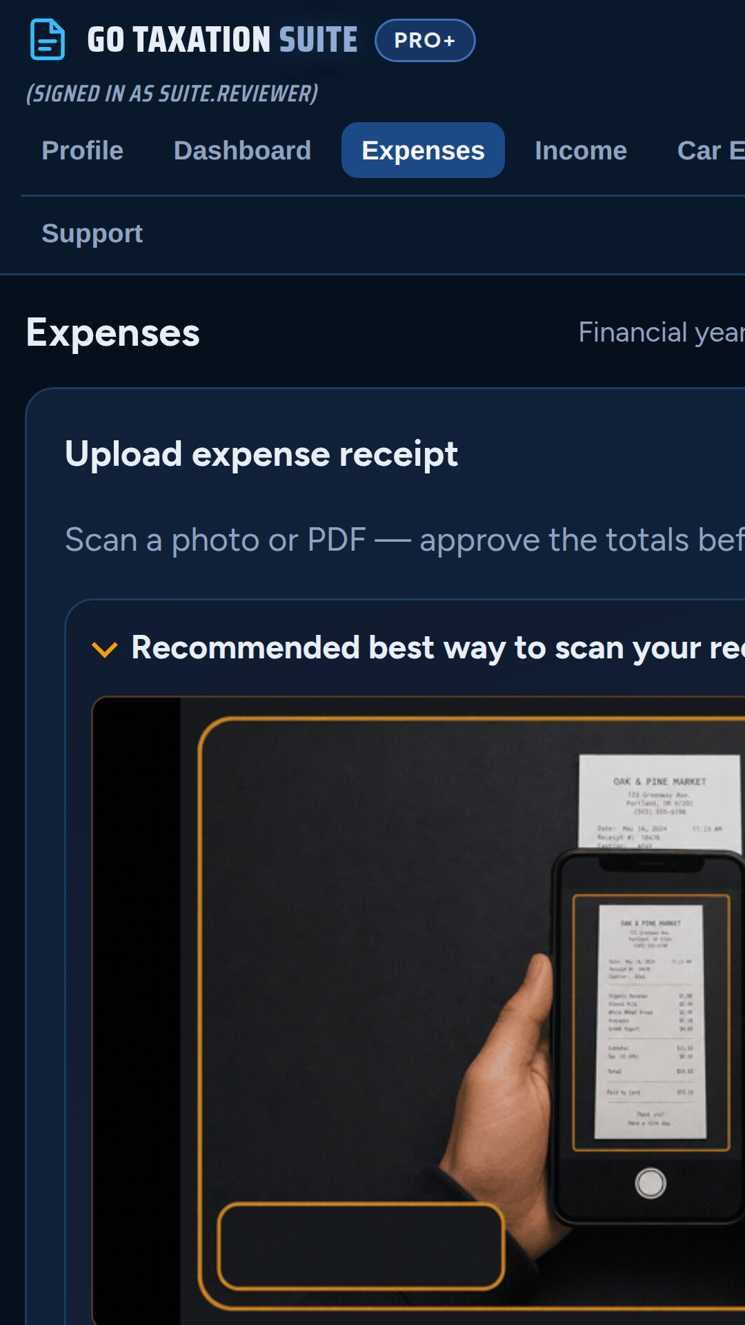 Expenses with receipt scan